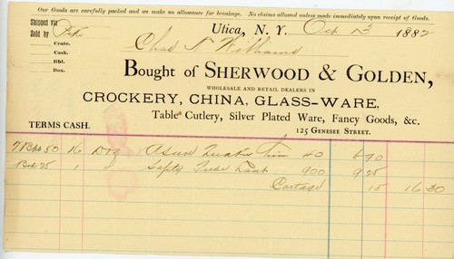 1888 utica invoice - 1888, ny