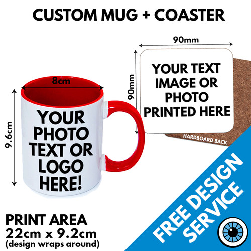 Custom printed mugs - &, coaster