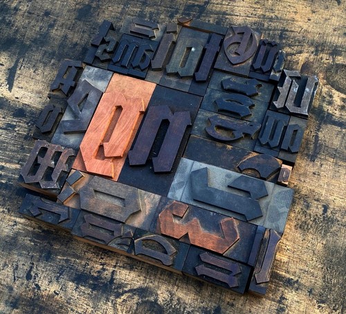 Letterpress gothic wood - letterpress,
