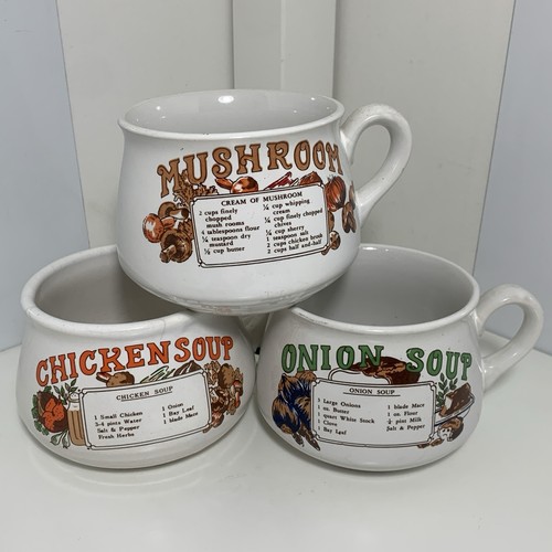 Vintage recipe soup - soup, mugs