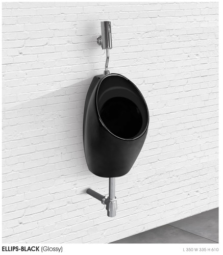 Ellips black ceramic urinal - black,