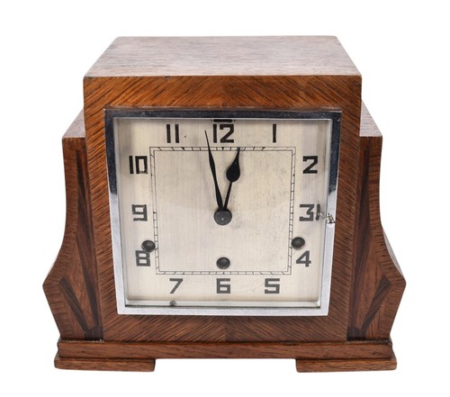Art deco wooden mantel clock - deco,