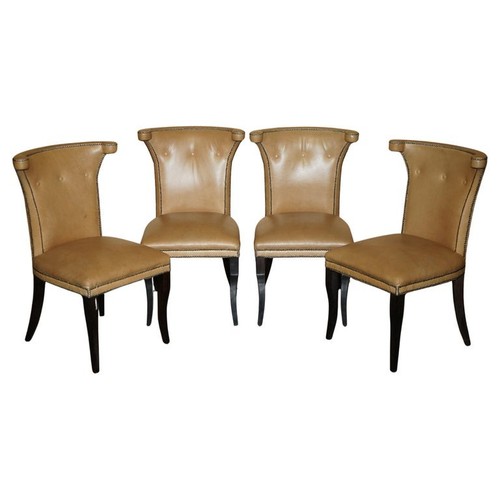 Four tan brown leather - tan,