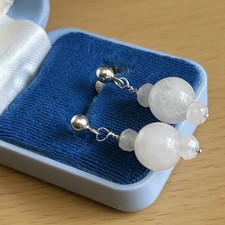 925 Silver White Jade Drop