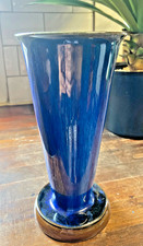 Bourne Denby Danesby Ware 1930s Blue Trumpet Stoneware Glazed Vase 20cms High