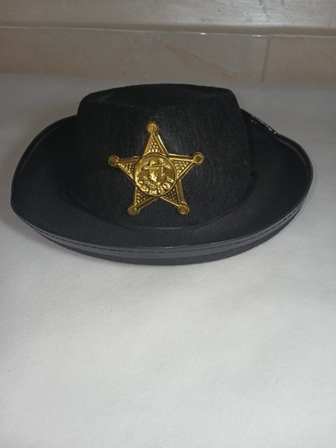 Black cowboy hat gold color - black,