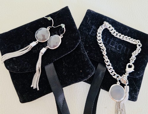 Silver earrings bracelet set - earrings, &