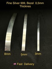 Fine Silver 999, Bezel 3mm, 5mm, 8mm Width, 0,5mm Thicknes - (Soft)