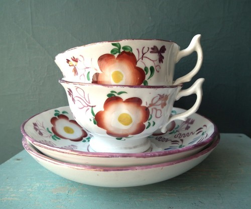 Antique china cups saucers - 2,