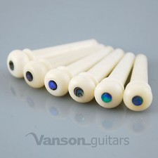6 x VANSON High Quality Bone & Abalone Bridge Pins, acoustic guitars String Pegs