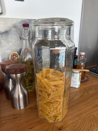 Vintage glass pasta storage - vintage,