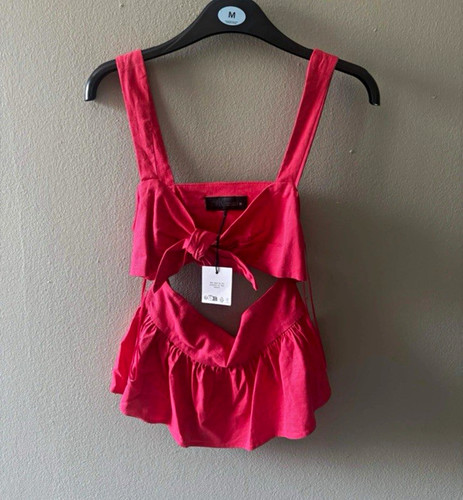 Zara pink linen blend 2pc - blend,