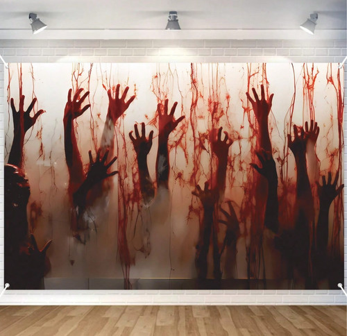 Halloween bloody hand banner - bloody,
