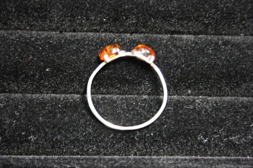 S925 amber twin stone ring - twin, |