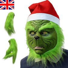 Full Head Latex Mask Gloves The Grinch Wig And Xmas Hat Monster Xmas Costume