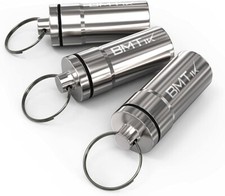 Keyring Pill Box Tablet Medicine Container Capsule with Key Chain, Pack of 3