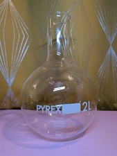 Vintage Pyrex Glass Flask Lab Scientific Equipment Flat Base 2L 10" Tall CB15