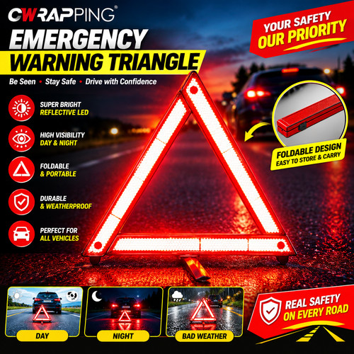 Large warning car triangle - car,