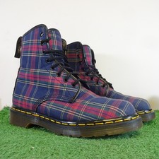 VTG Dr Martens Boot Size 5 Womens Leather England 80s Tartan Cap Grunge Scottish