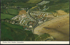 Pendine, Carmarthenshire - Windsor Park, caravan site, beach - postcard c.1960s