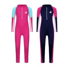 UK Girls Kids Long Sleeve Swimsuit UV Sun Protection Hawaii Athletic Diving Suit