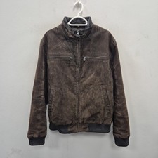 Levis Vintage Brown Suede Leather Biker Trucker Cafe Racer Jacket Size XL Men's