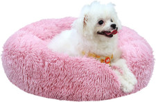 50Cm Pink Plush Donut Cat Bed