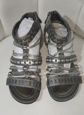 Tamaris woman Roman style sandals, size 4, silver stud summer footwear