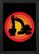 Retro Excavator Framed Wall