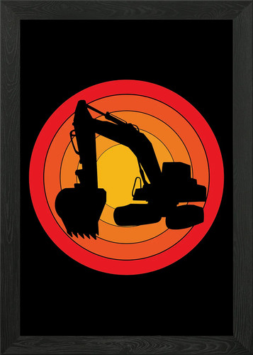 Retro excavator framed - retro, wall