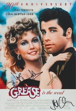 Olivia Newton-John John Travolta & Stockard Channing Signed 12x8 Photo Autograph