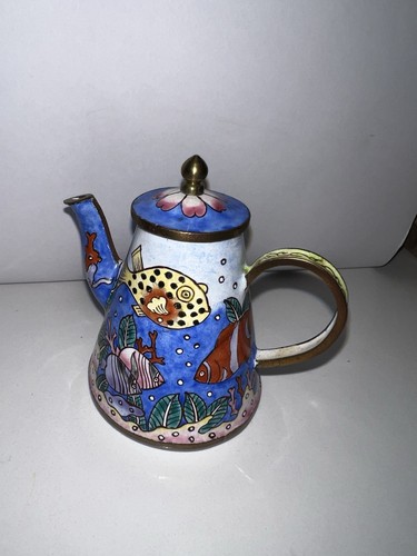Vintage enamel mini teapot - mini,