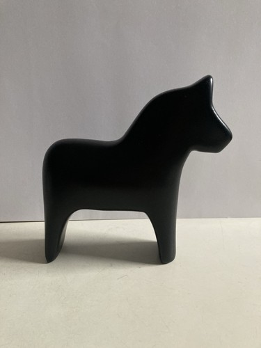 Black ceramic dala horse - dala,
