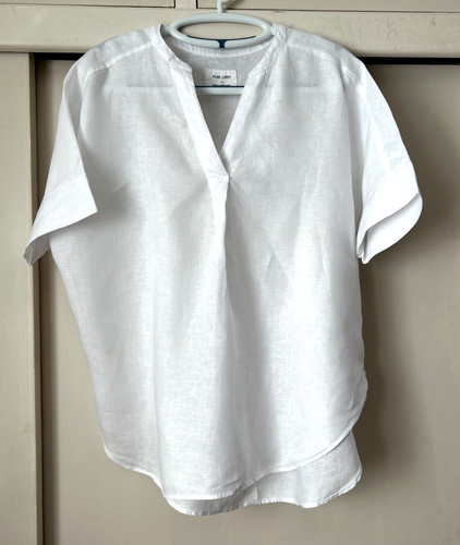 Pure linen white - linen, v-neck