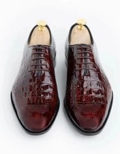 Handmade Mens burgundy lace up