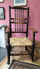 An Early 19th Century Ash and Elm Lancashire Spindle back Country Chair Rushseat