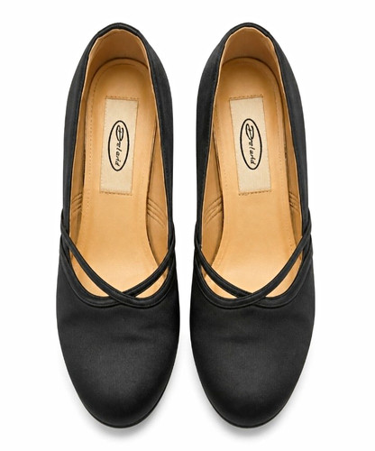 Dolcis black satin round toe - satin,