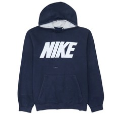 Nike 90's Spellout Pullover Hoodie Large Navy Blue