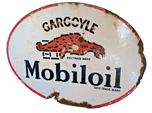 Vintage enamel sign gargoyle - sign,