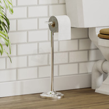 Toilet Paper Roll Holder Floor Free Standing Stainless Steel Chrome Bathroom