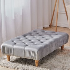 Velvet Tufted Long Ottoman Stool Coffee Table Chesterfield Shoe Change Footstool