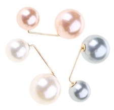 3-Piece Elegant Sweater Clip Double Faux Pearl Brooches Safety Pins for Women