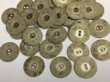 20 Large Antiqued Silver Metal Patterned 33mm 2 Hole GQ  Buttons (BT25)