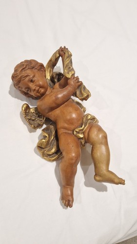 Hand carved wooden cherub - wooden,