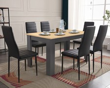 Dining Table and Chairs 4/6 Set Pu Leather Seat Dining Kitchen Room Furniture