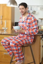 Mens Check Pyjama Set 2 Piece