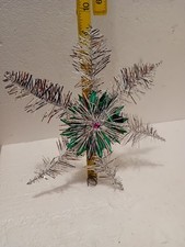Vintage Christmas Star Tree  Silver Blue Tinsel Foil Decoration