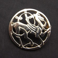 Sterling silver small circular brooch by Shetland Silver The Quendale Horse