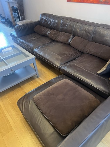 Leather sofa suite - leather,