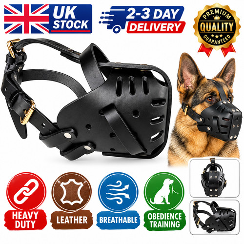 Adjustable leather dog muzzle - adjustable,